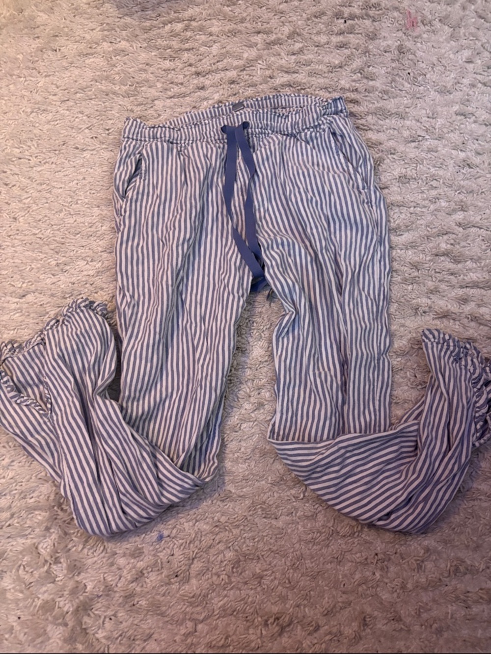 aerie Kids Blue & White Striped Jogger Pants